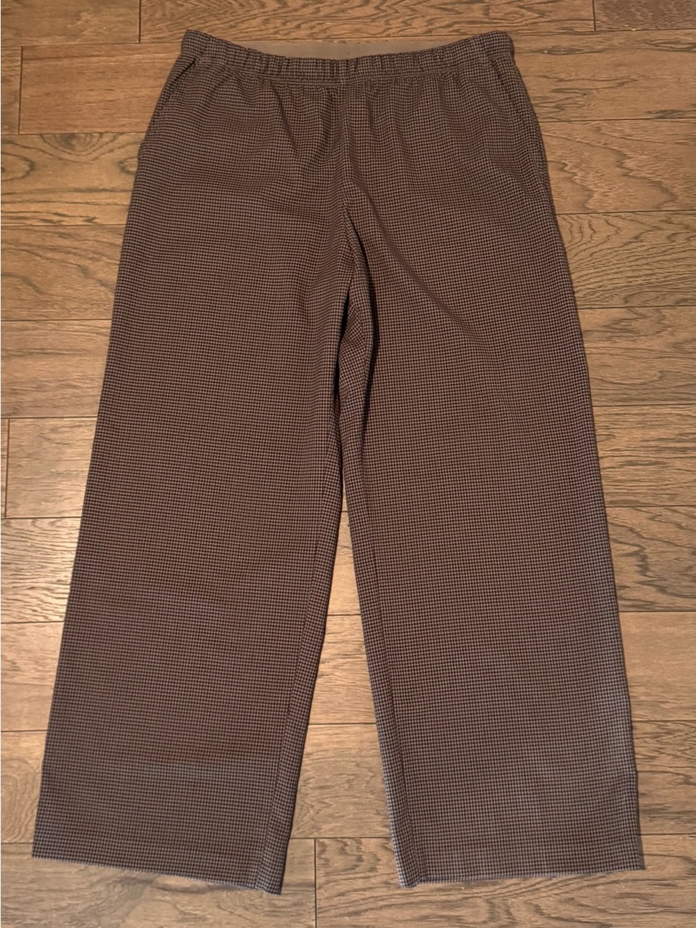GAP Women’s Brown Micro-Check Elastic Waist Pants